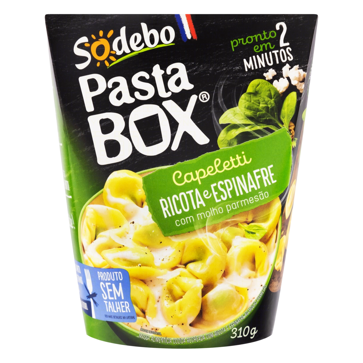 Pasta Box Capeletti Ricota e Espinafre com Molho Parmesão Sodebo 310g