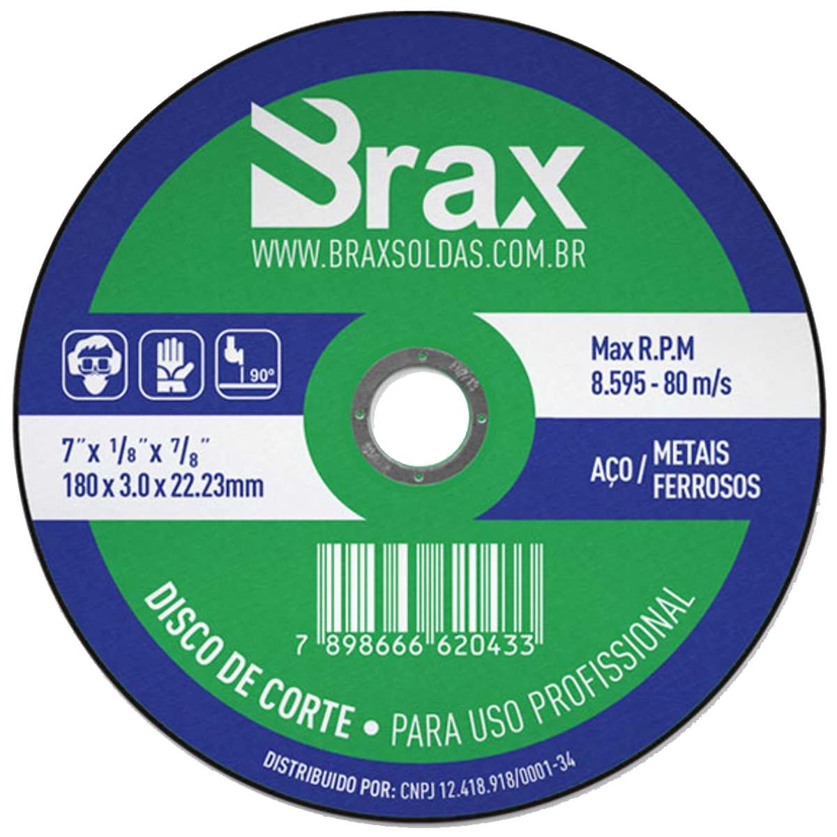 Disco De Corte Para Aço E Materiais Ferrosos 7" 180 X 3.0 X 22 23mm - Brax
