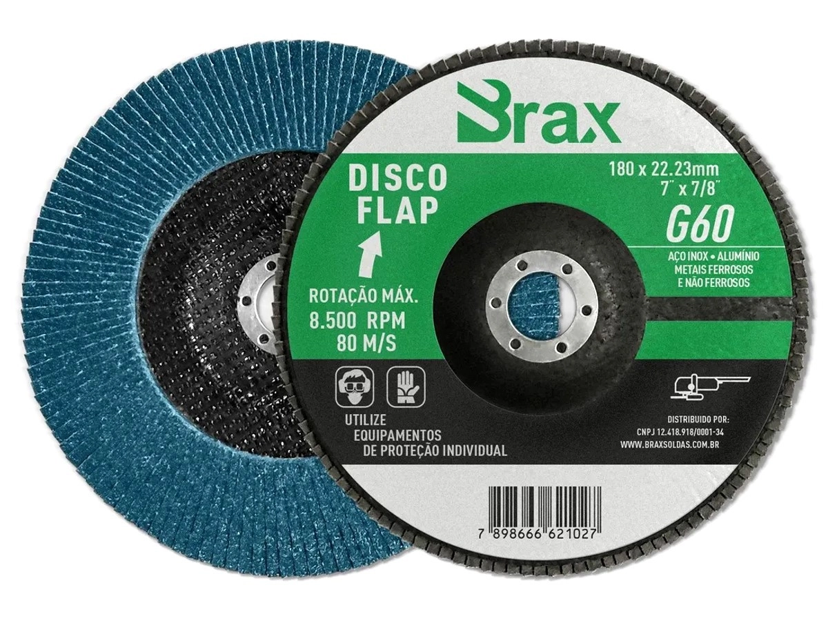Disco Flap De Zircônio De 7" X 7/8" 180x22 23mm Grão 60 - Brax