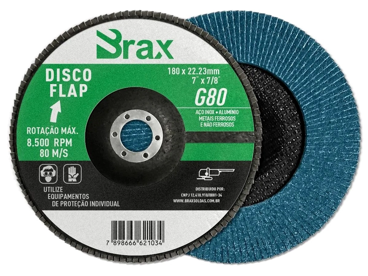 Disco Flap De Zircônio De 7" X 7/8" 180x22 23mm Grão 80 - Brax
