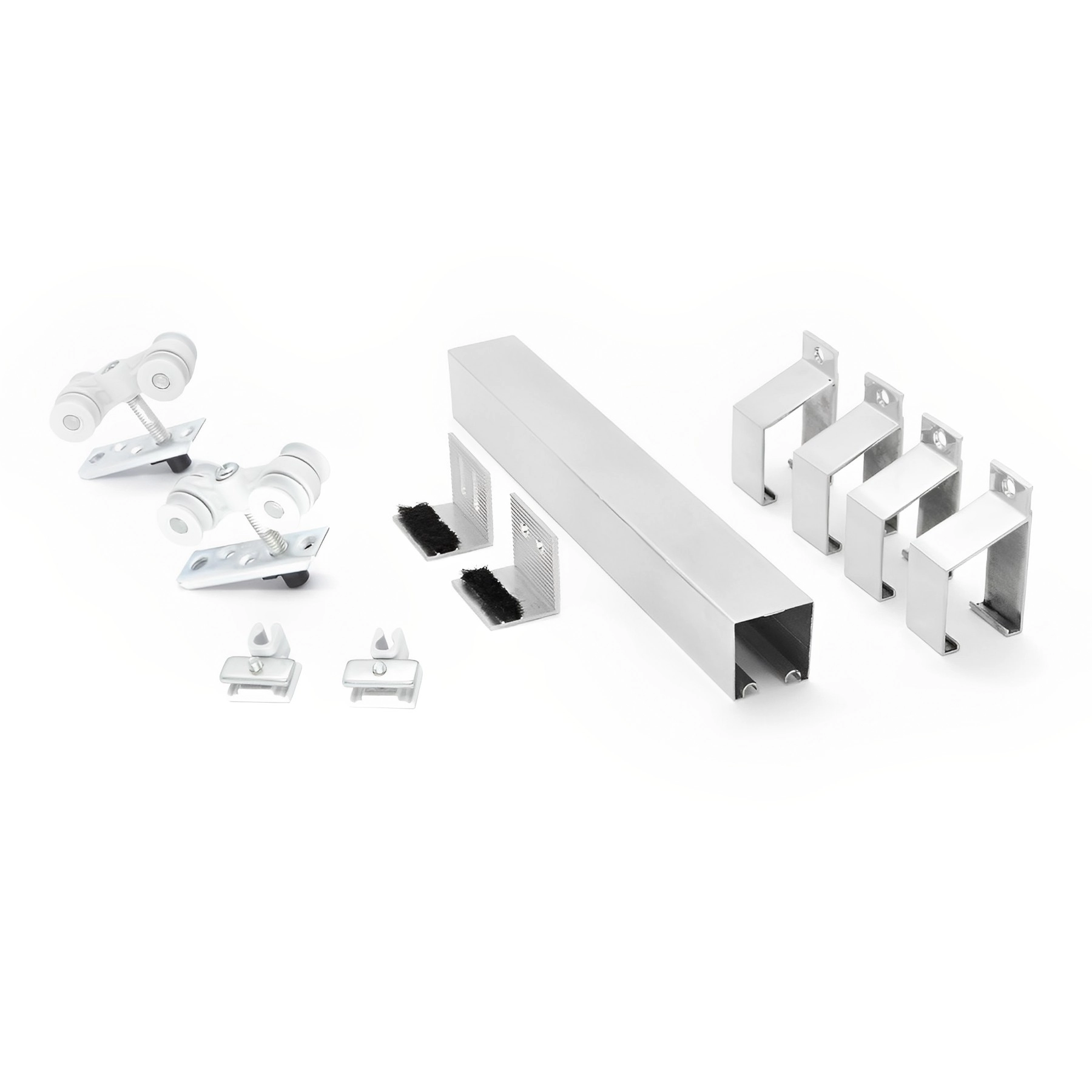 Kit para Porta de Correr Suporte Evolution 2m Alumínio Polido 4R TR Rodinato