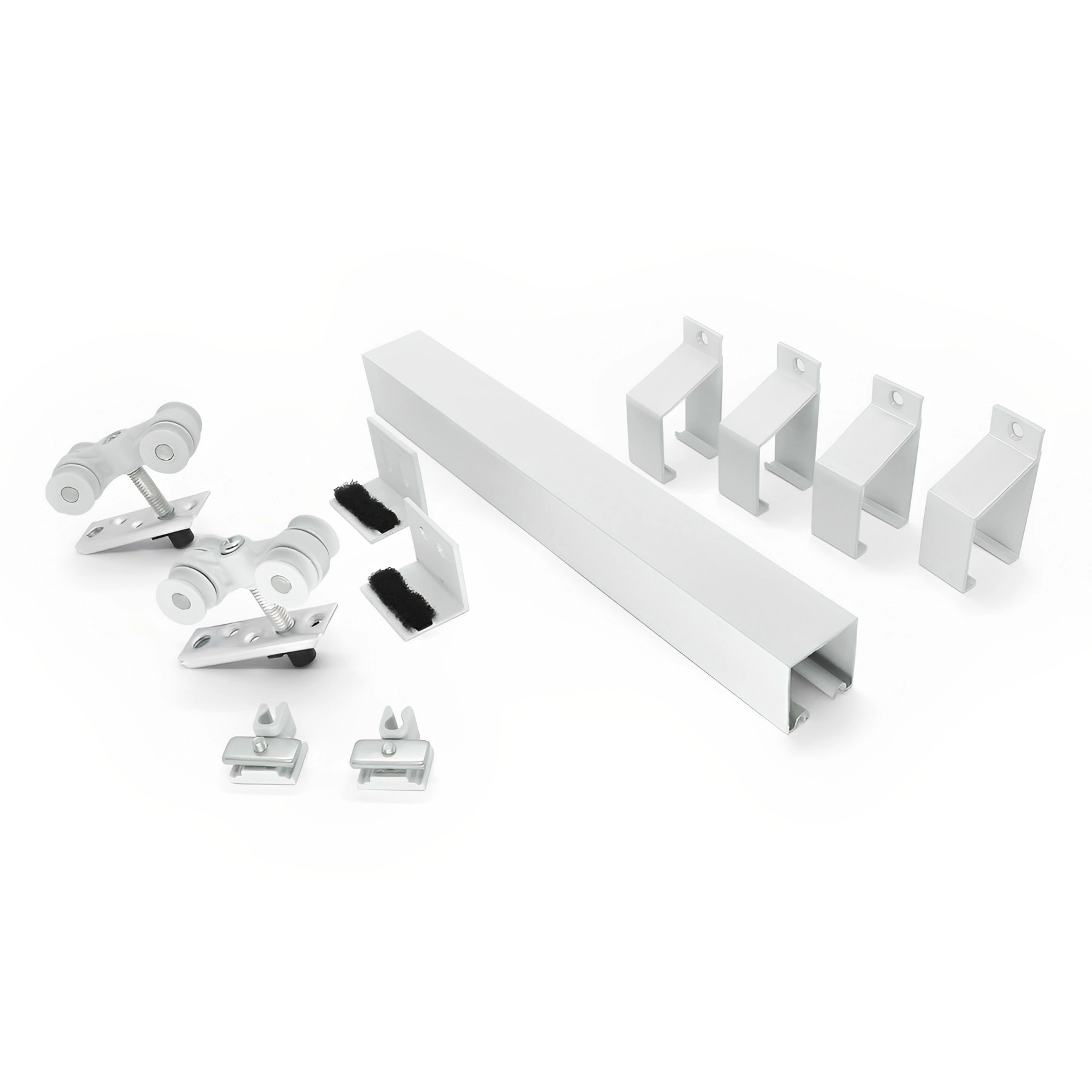 Kit para Porta de Correr Suporte Evolution 2m Alumínio Branco 4R TR Rodinato