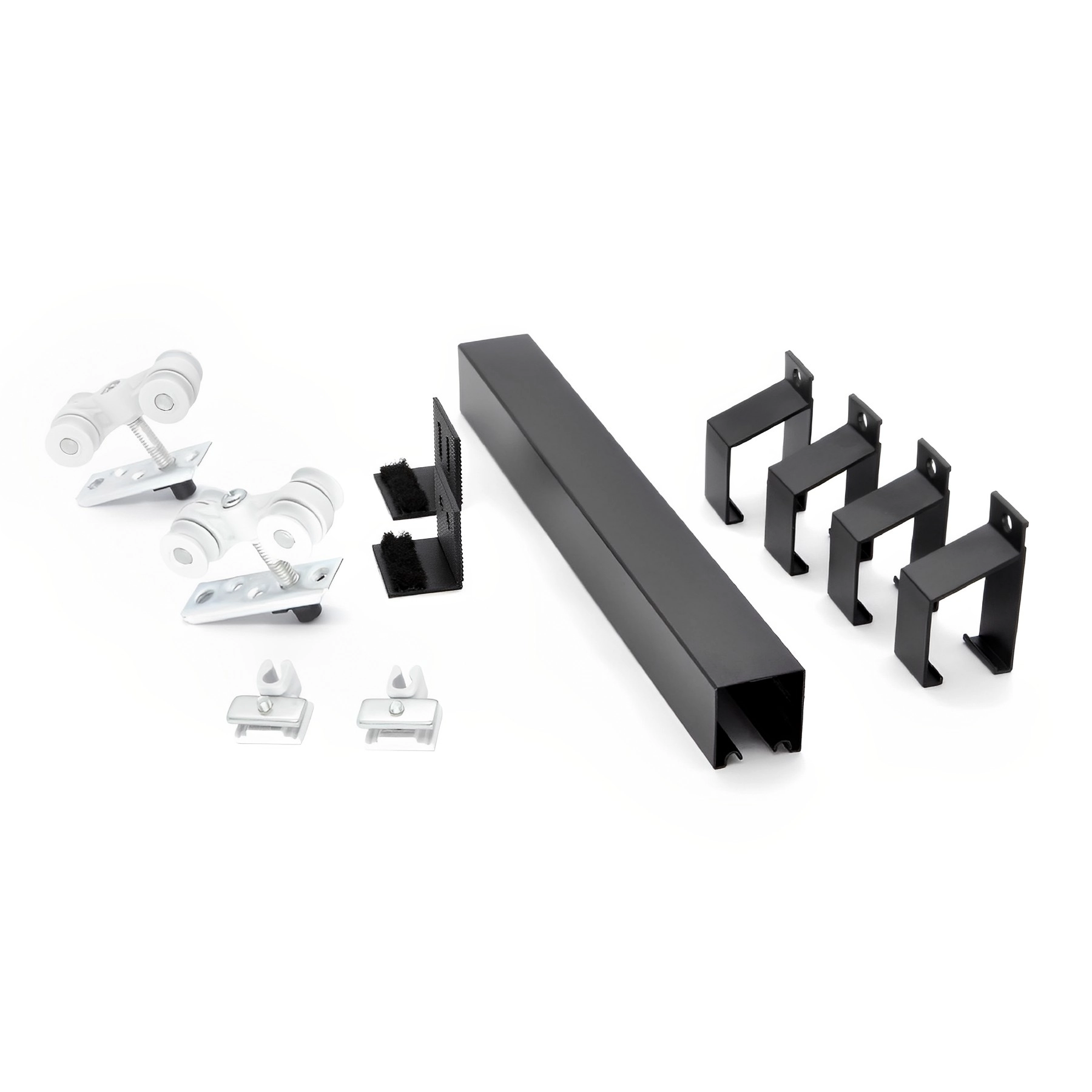 Kit para Porta de Correr Suporte Evolution 2m Alumínio Preto 4R TR Rodinato