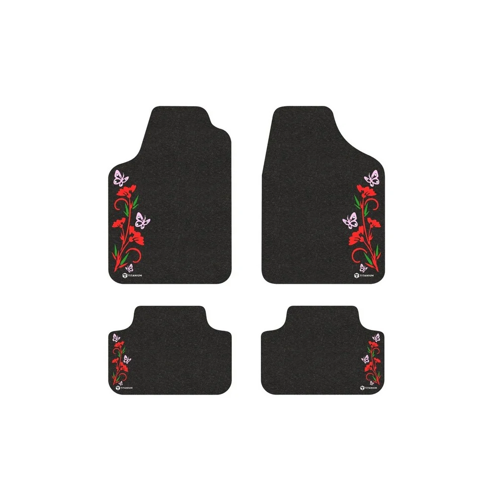 Tapete Universal Estampa Flores com 4 Peças - TITANIUM AT0402