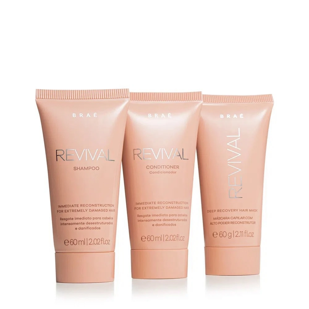 BRAÉ Revival Reconstrutor Miniatura Kit Viagem - Shampoo+Condicionador+Mascara 60ml