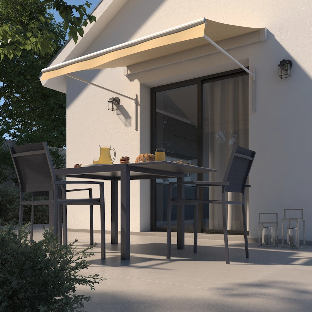 Toldo Retrátil Polipropileno Manual Bege 2,00x1,50m Proteção Toldos