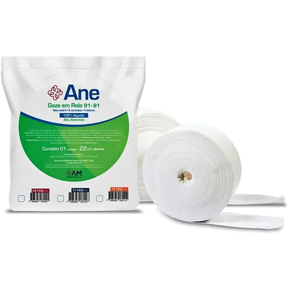 Compressa De Gaze Em Rolo Ane - 9 Fios - Tipo Queijo