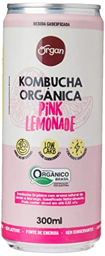 Kombucha Orgânica Pink Lemonade Organ Lata 300ml