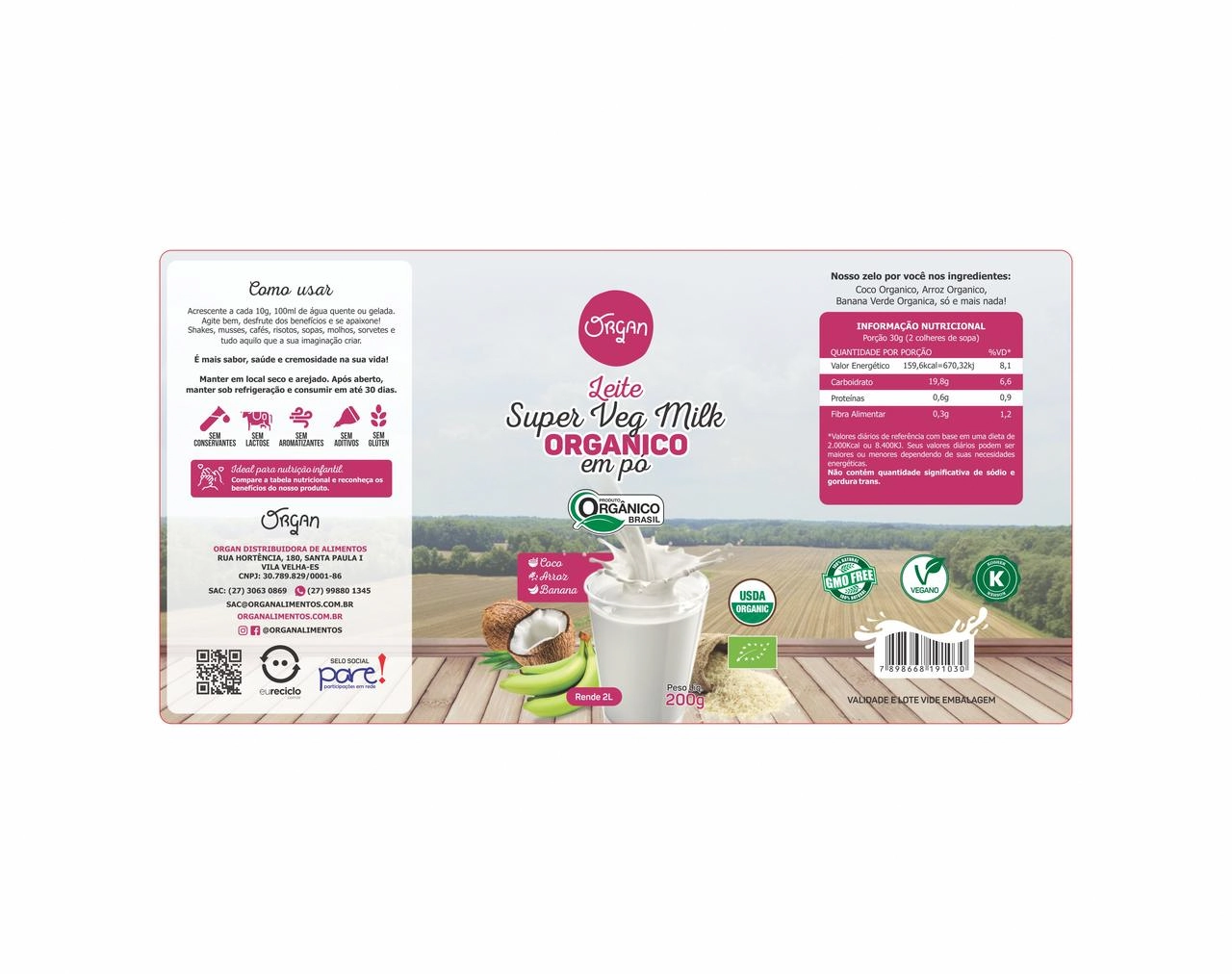 Leite Supermilk Veg Org Po Organ 200g