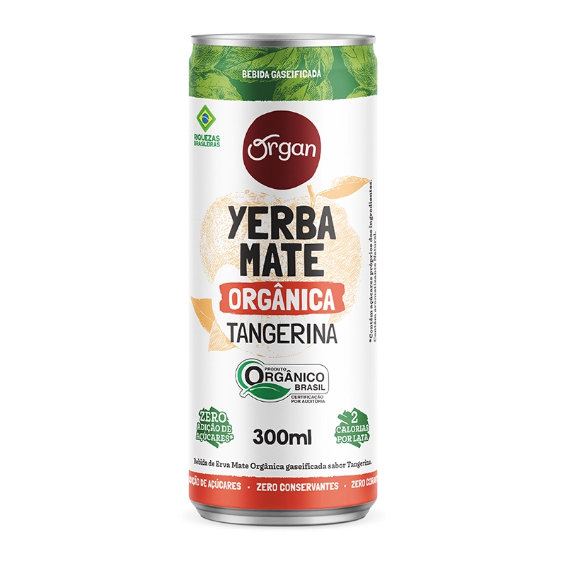 Bebida Gaseificada Orgânica Tangerina Zero Adição De Açúcar Organ Yerba Mate Lata 300ml
