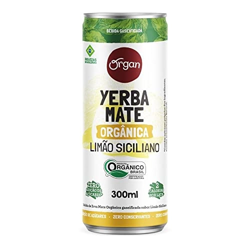 Bebida Gaseificada Orgânica Limão Siciliano Zero Adição De Açúcar Organ Yerba Mate Lata 300ml