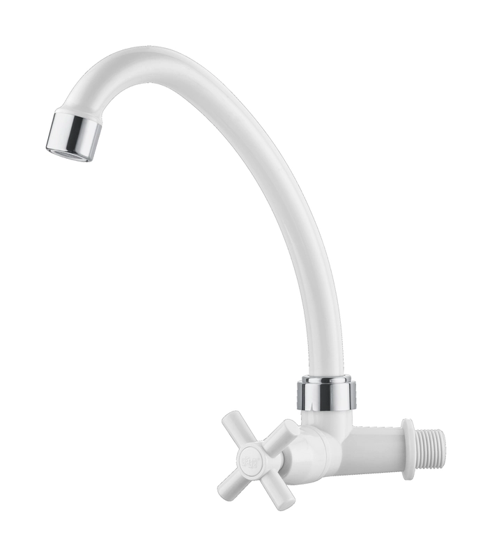 Torneira Para Cozinha De Parede Bahamas Bica Móvel Branco Abs Herc
