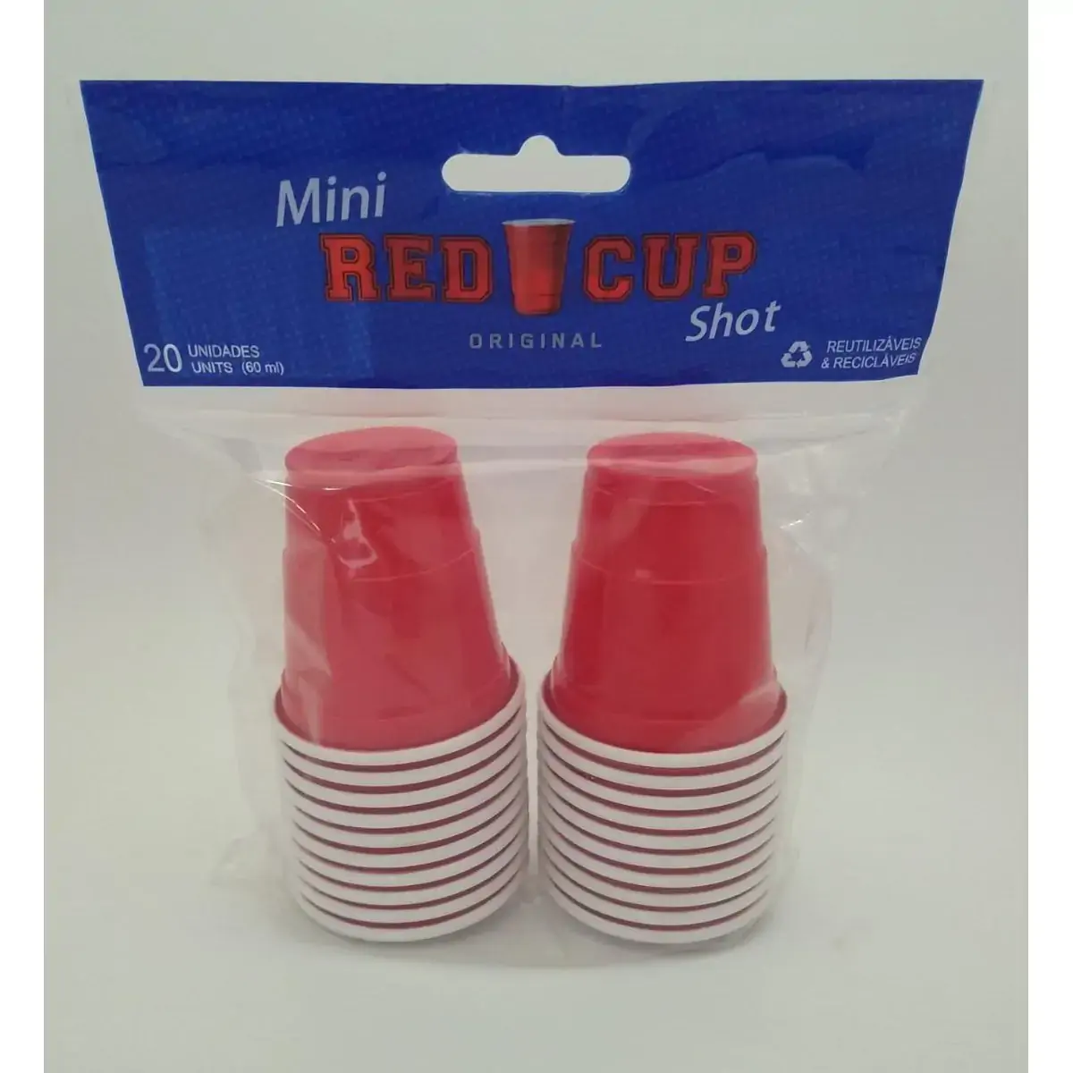 Copo Vermelho Red Cup Shot 60ml Com 20 Unidades