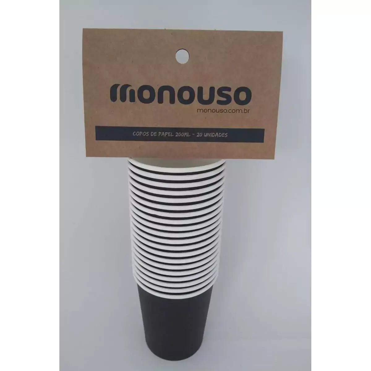 Copo de Papel Preto 200ml com 20 Unidades