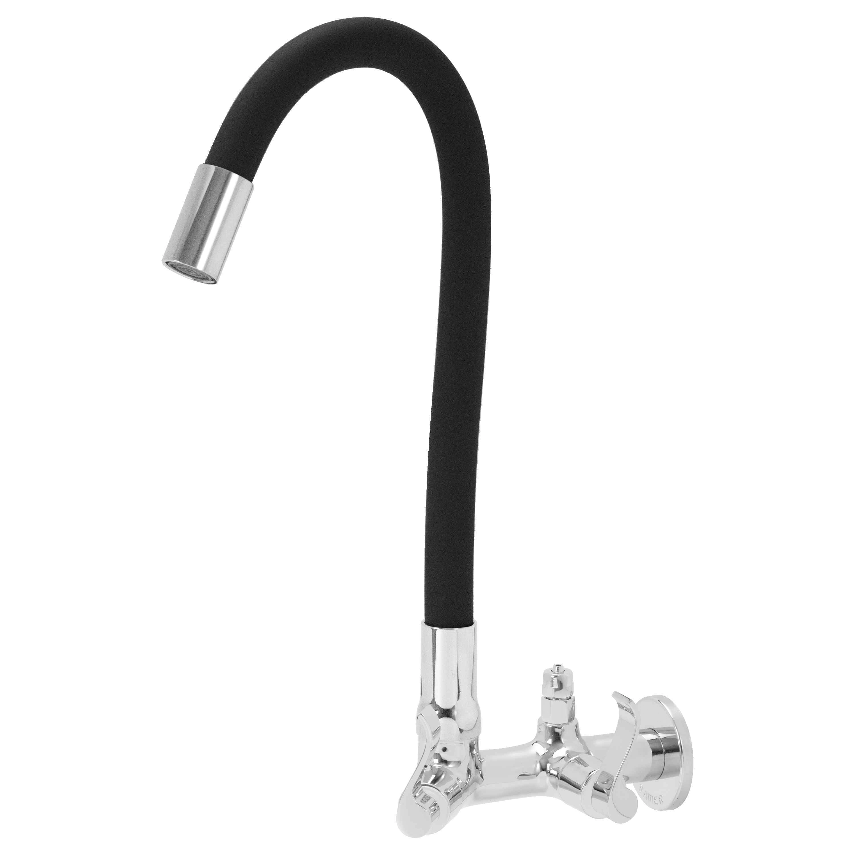 Torneira Flexivel De Parede Com Saída Para Purificador De Agua 1/4 Tubo Preto Samer Metais