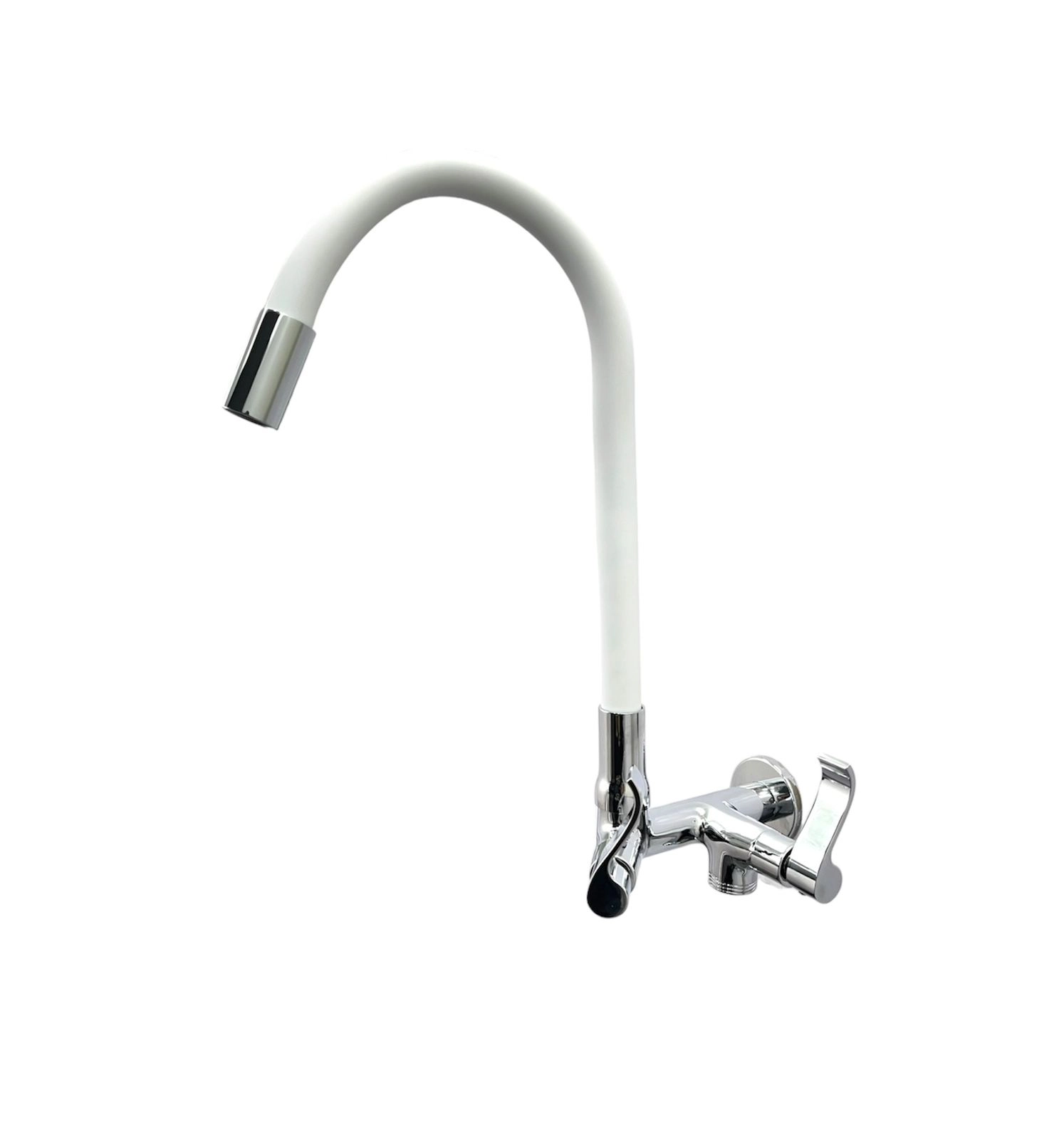 Torneira Flexivel De Parede Com Saida Para Maquina Lavar Louça E Roupa Tubo Branco Samer Metais