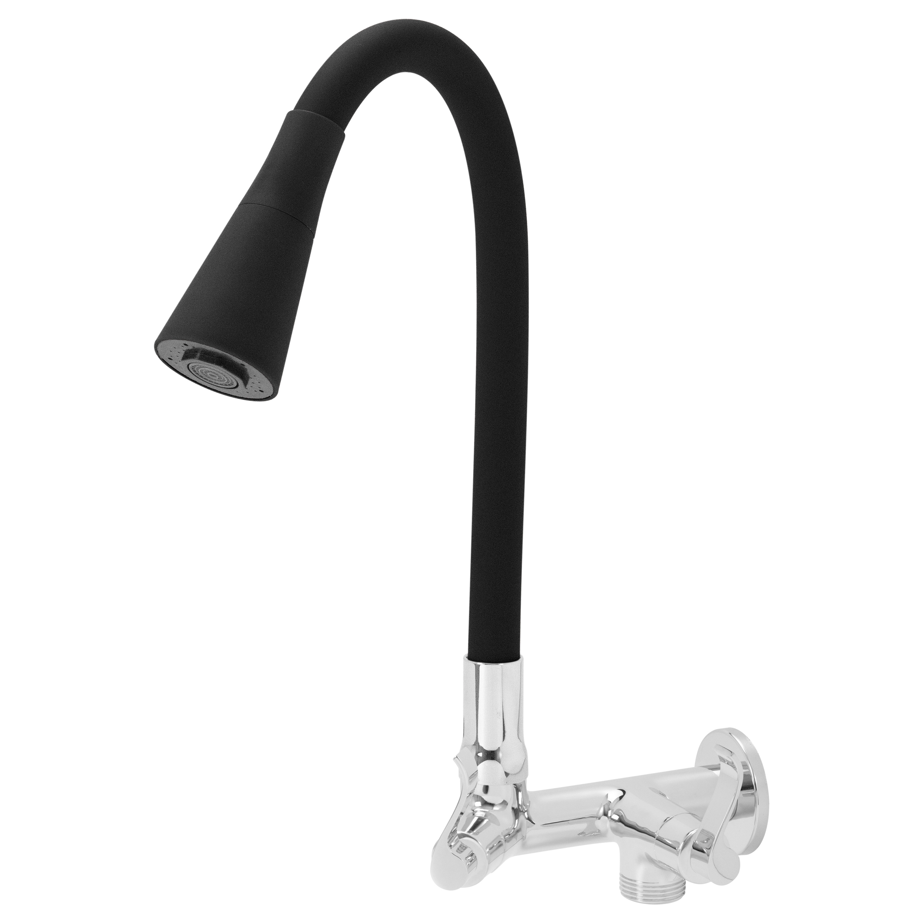 Torneira Flexivel De Parede Com Saída Para Maquina De Lavar Louça E Roupa Tubo Dois Jatos Preto Samer Metais
