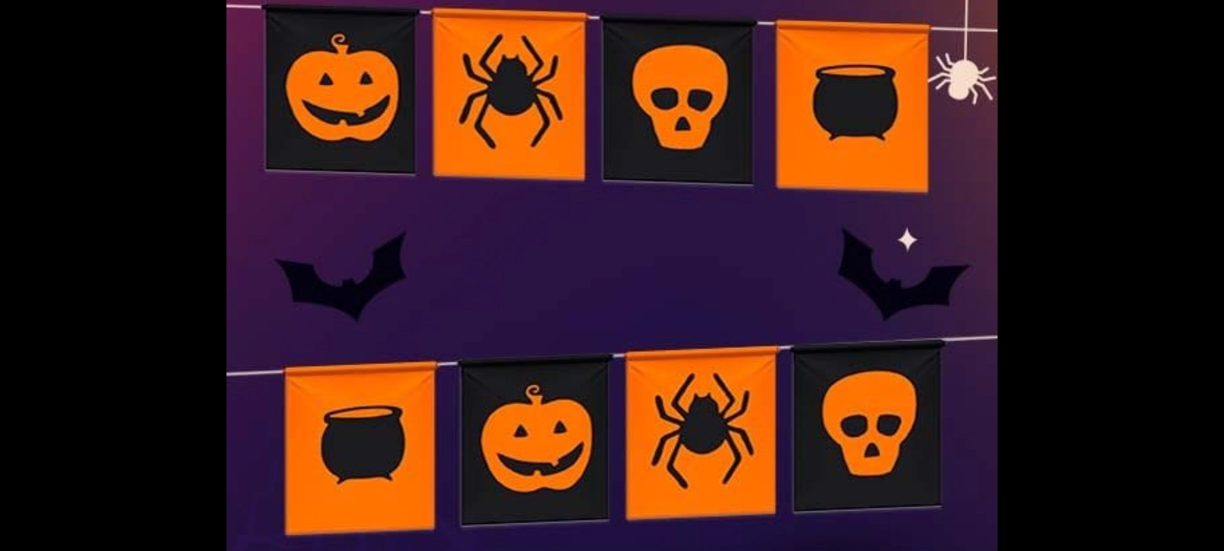 Bandeirolas Tradicional Plasticas Estampadas Halloween 10 Metros Com 20 Bandeirolas