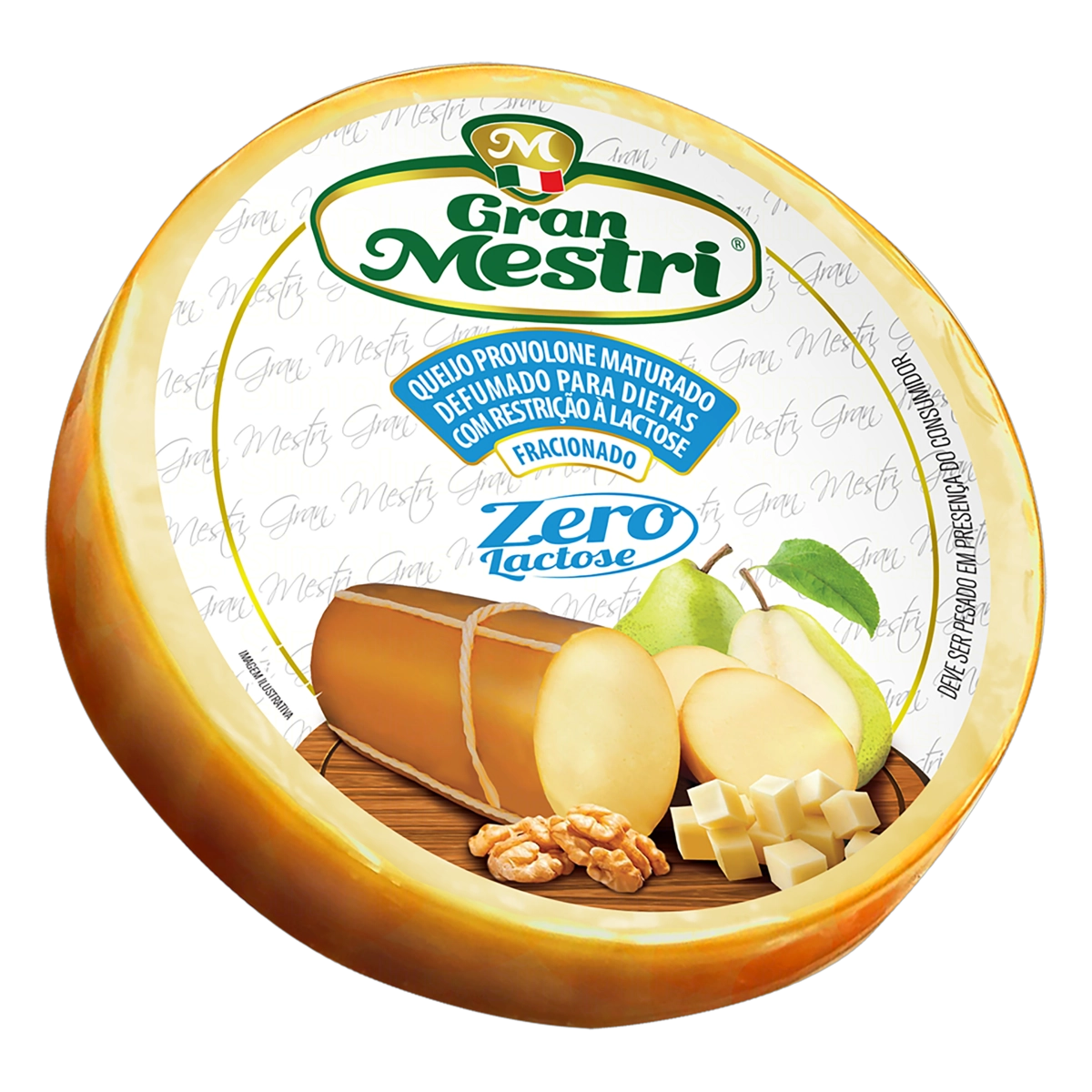 Queijo Provolone Defumado Fracionado Zero Lactose Gran Mestri