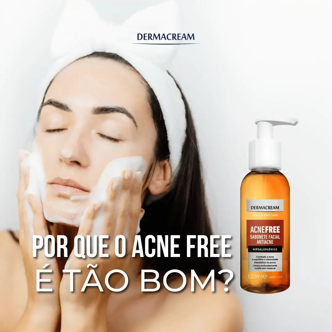 Sabonete Líquido Antiacne Facial Dermacream Acne Free Frasco Pump 120ml