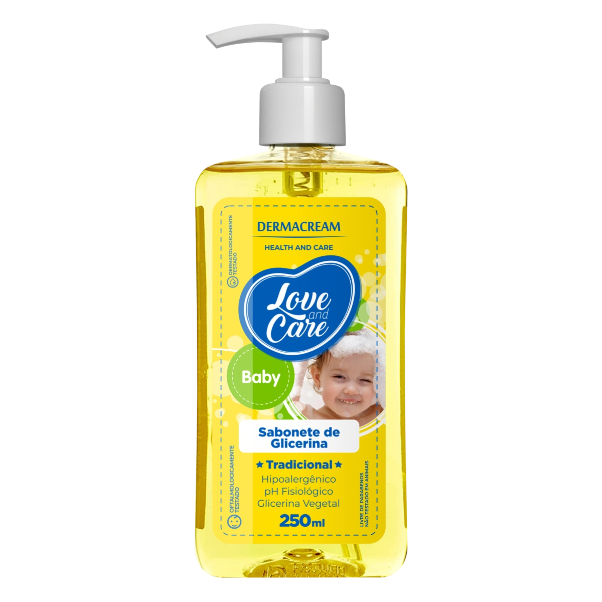 Sabonete Líquido De Glicerina Tradicional Dermacream Love And Care Baby Frasco 250ml