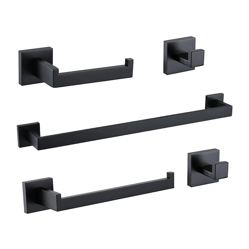 Kit Acessórios Banheiro Inox Preto Alto Padrão 5 Peças Luxo