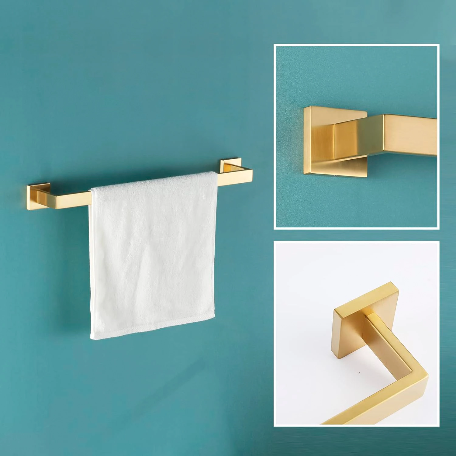 Kit Acessórios Banheiro Inox Dourado Premium 5 Peças Luxo