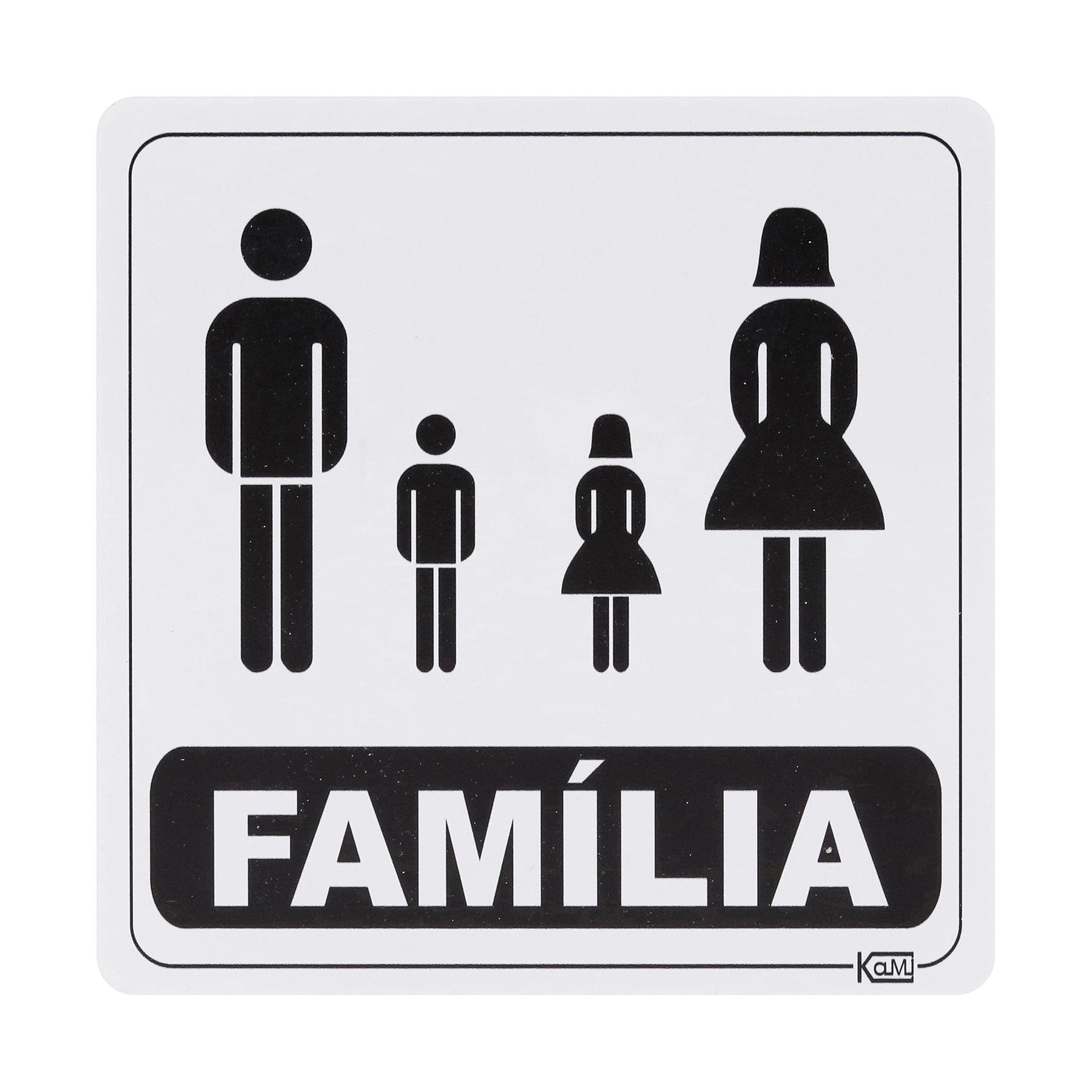 Placa "Banheiro Família" Plástico 15x15cm