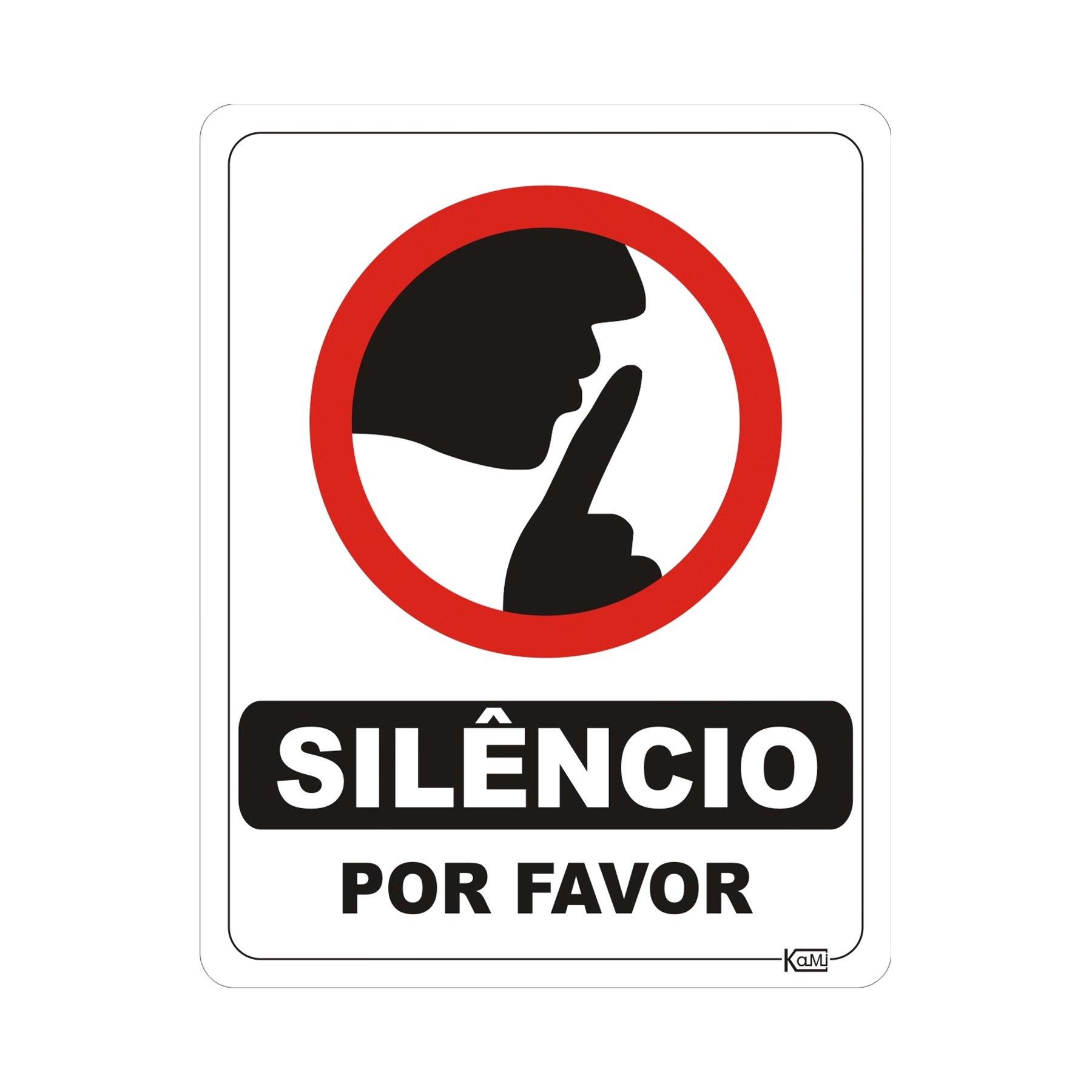 Placa "Silêncio , Por Favor" Plástico 23x18cm