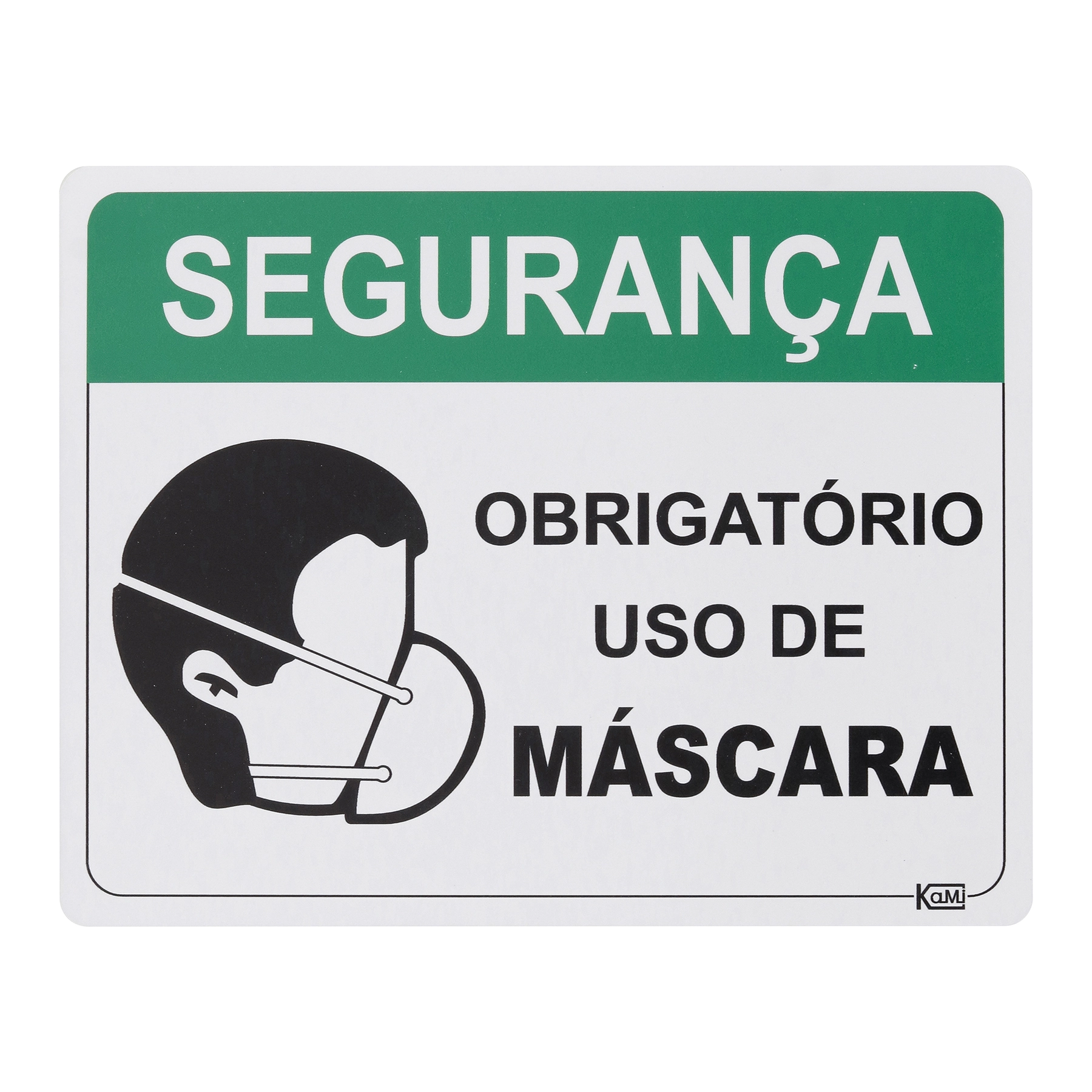 Placa de Sinalização Obrigatório o Uso de Máscara Plástico 23x18cm