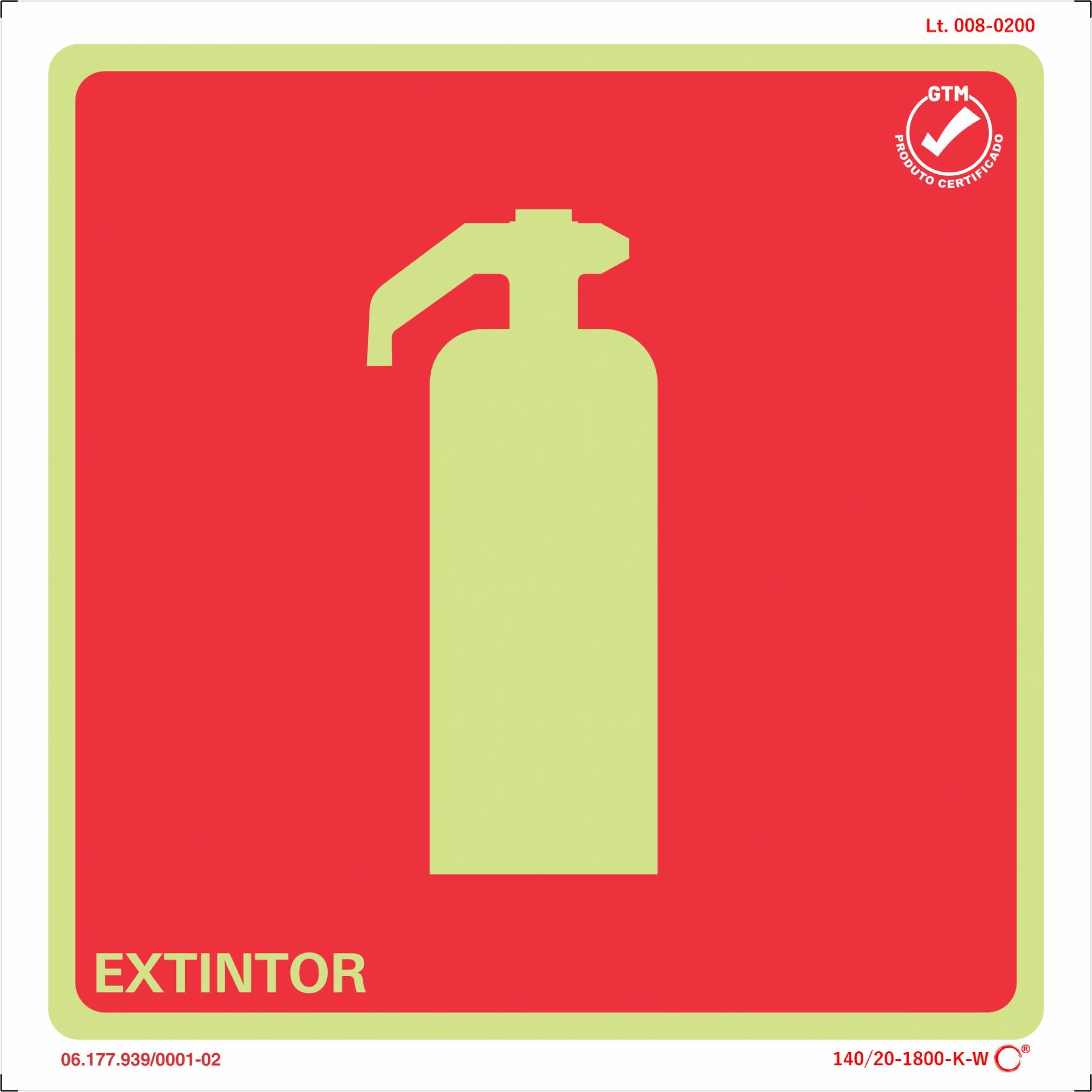 Placa de Sinalização Extintor Plástico 20x20cm
