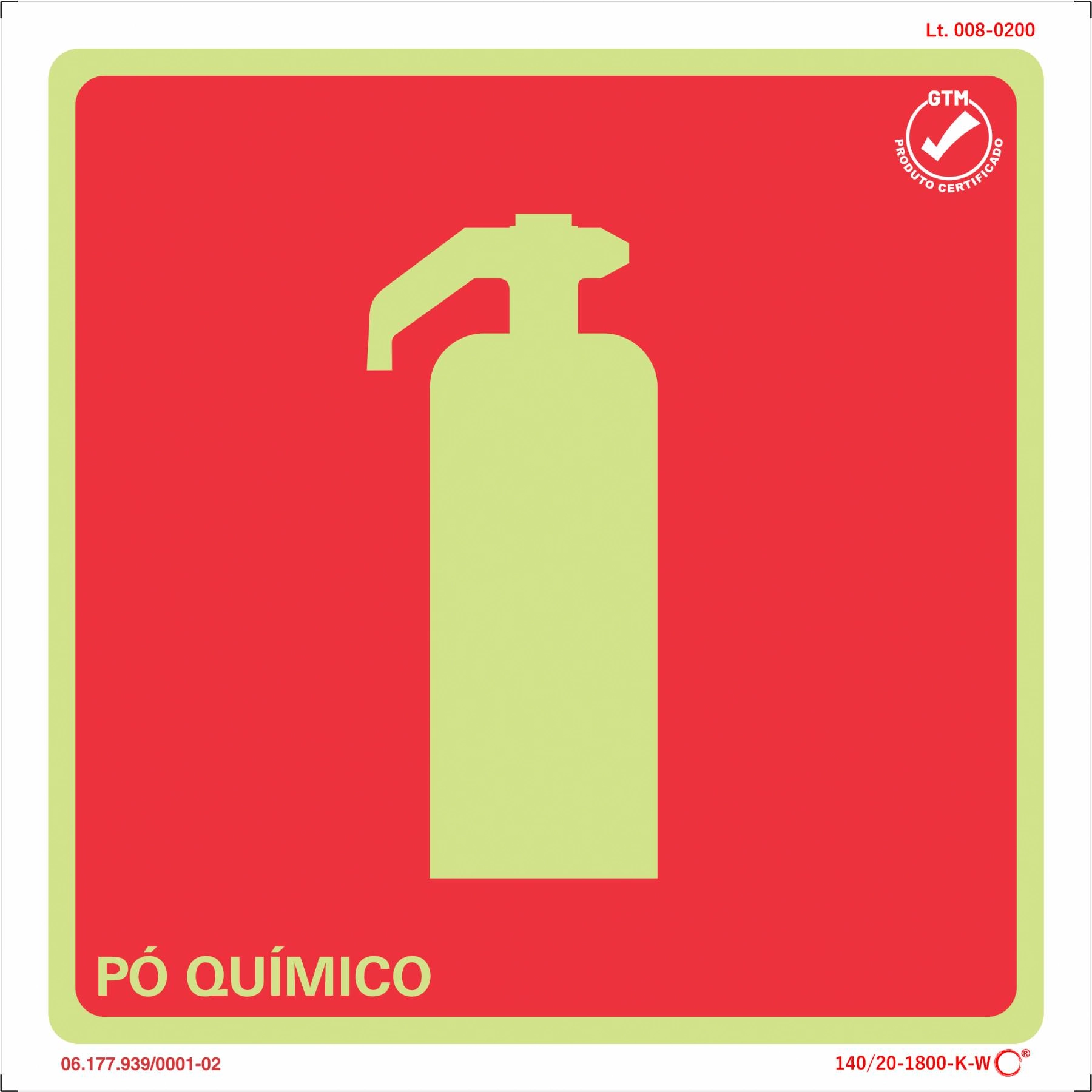 Placa de Sinalização Pó Químico Plástico 20x20cm