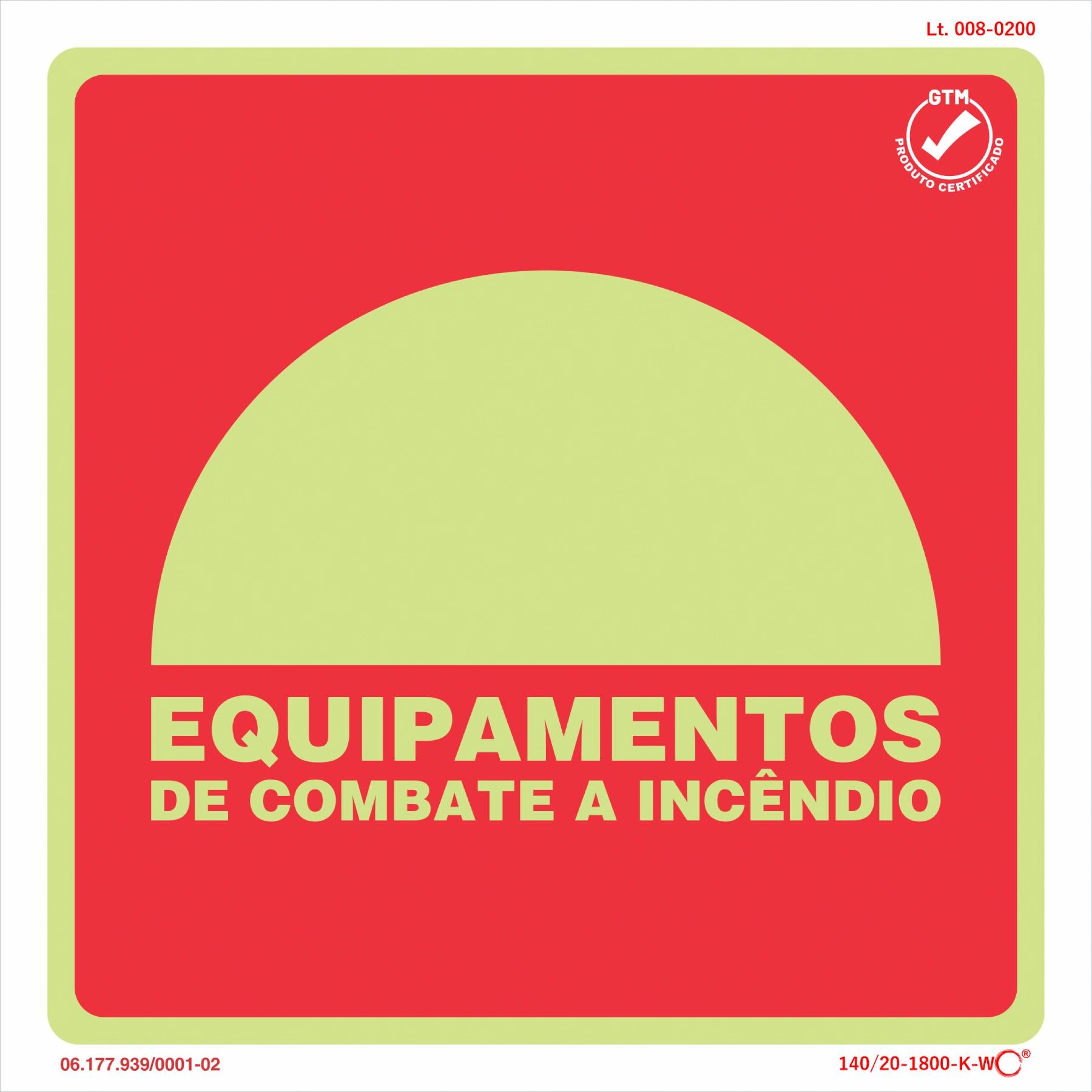 Placa de Sinalização Equipamentos de Combate a Incêndio Plástico 20x20cm