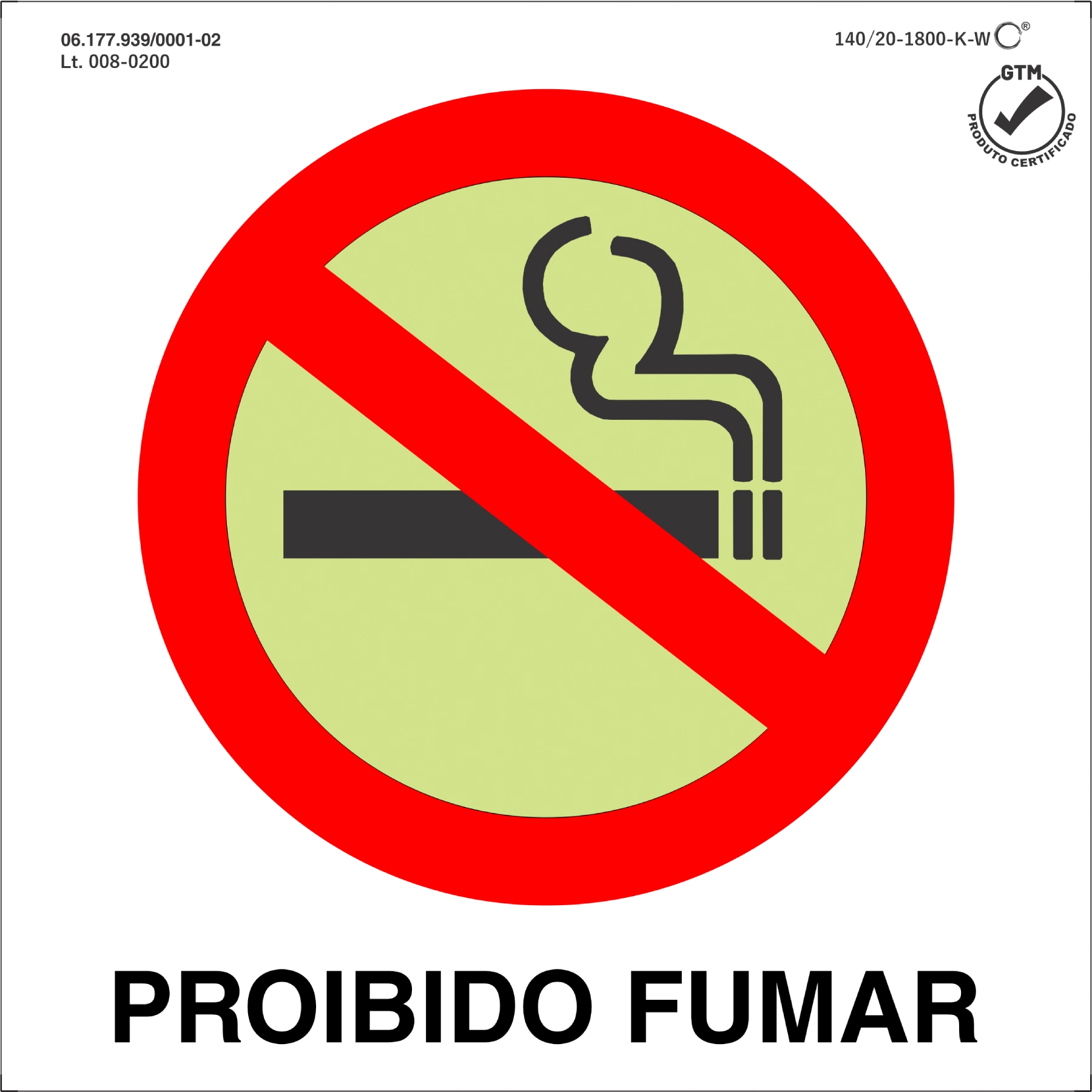 Placa de Sinalização Proibido Fumar Plástico 20x20cm