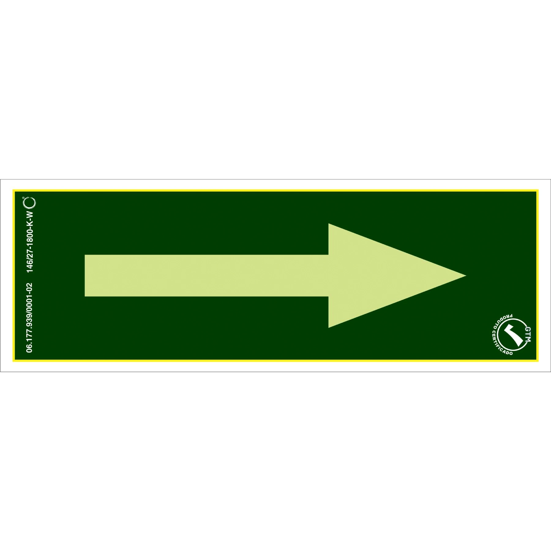 Placa de Sinalização Seta Reta Plástico 7x20cm
