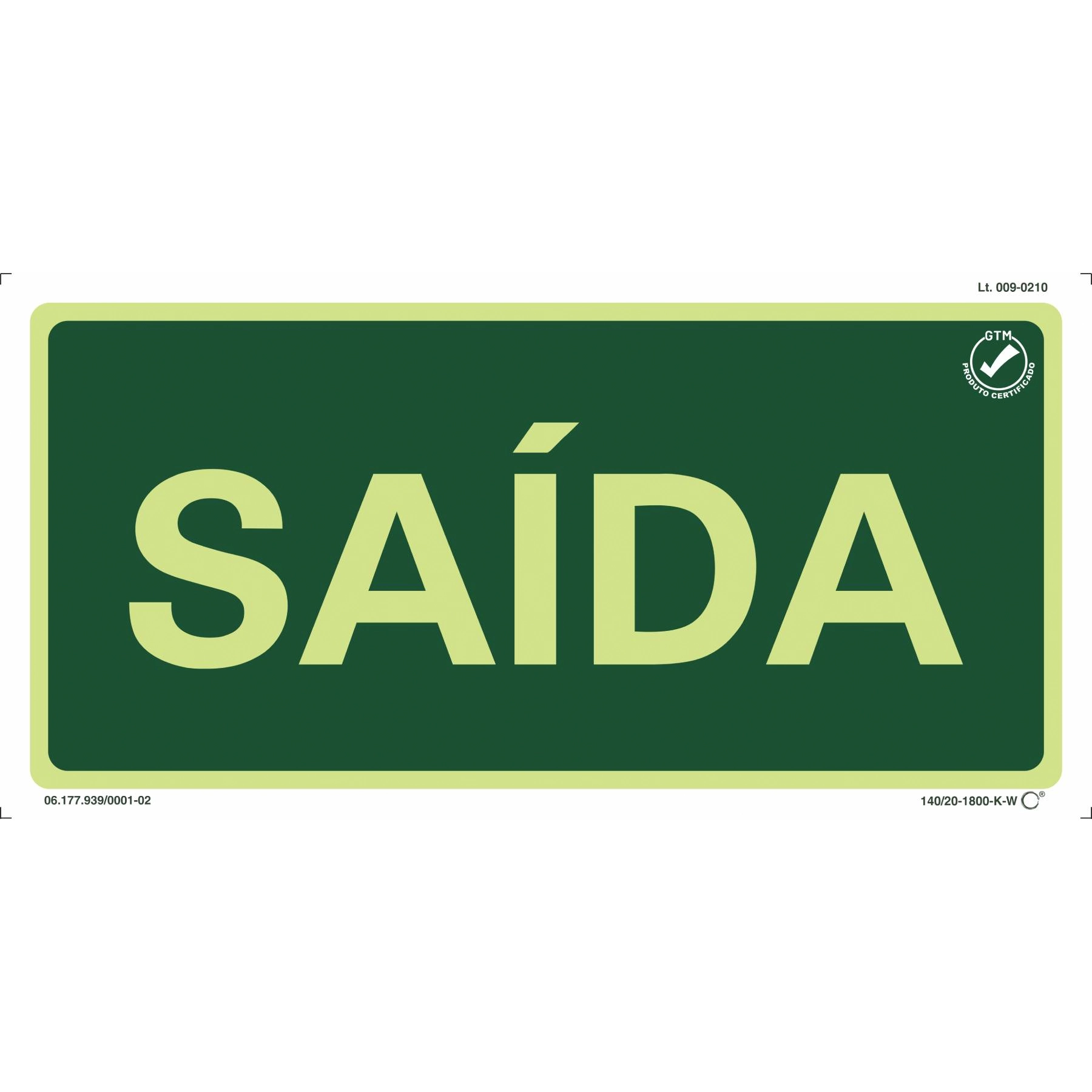 Placa de Sinalização Saída Plástico 15x30cm