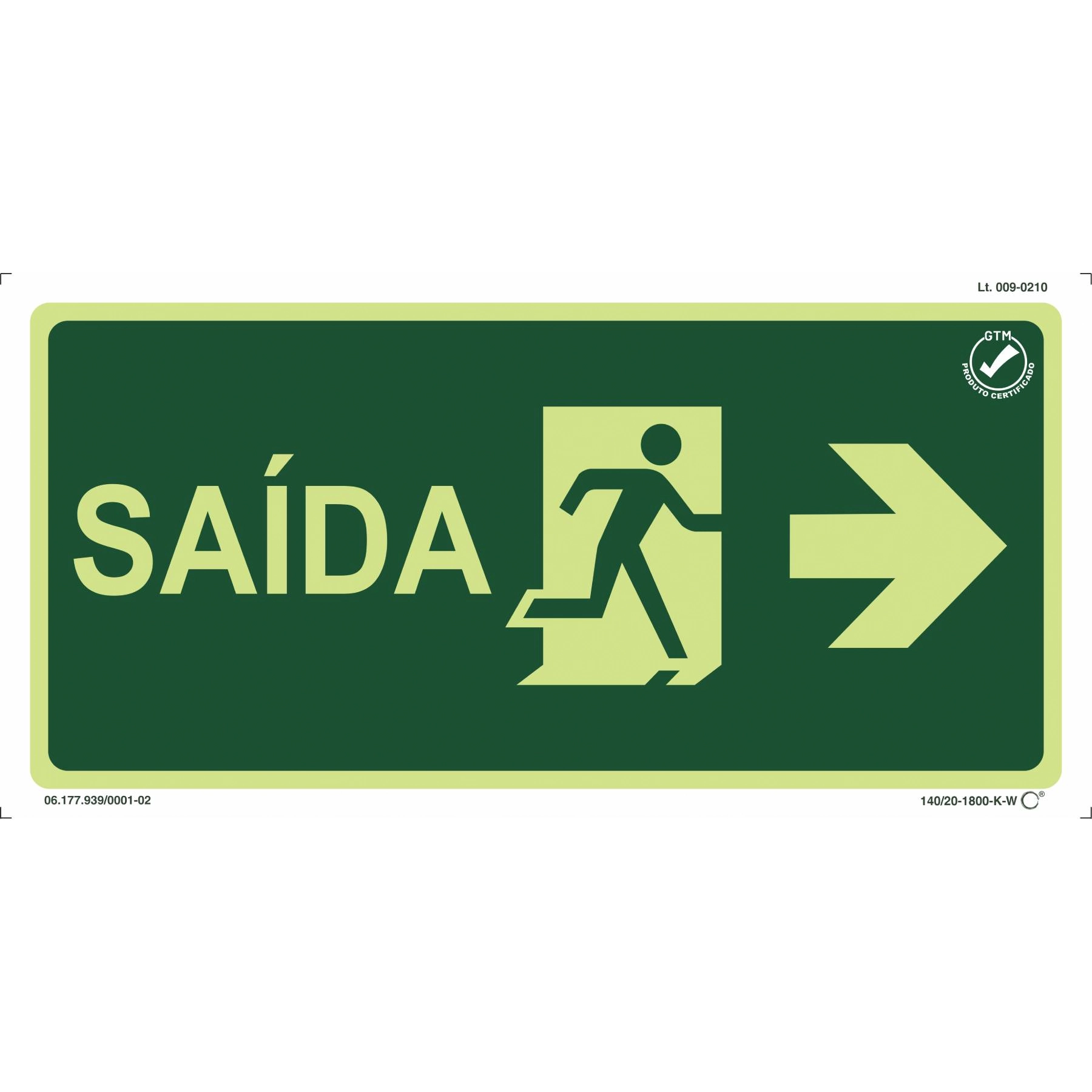 Placa de Sinalização Saída Pictograma Lado Direito Plástico 15x30cm
