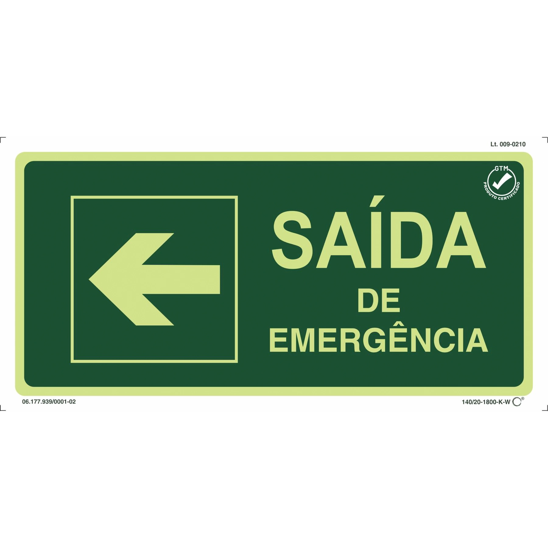 Placa de Sinalização Saída de Emergência Lado Esquerdo Plástico 15x30cm