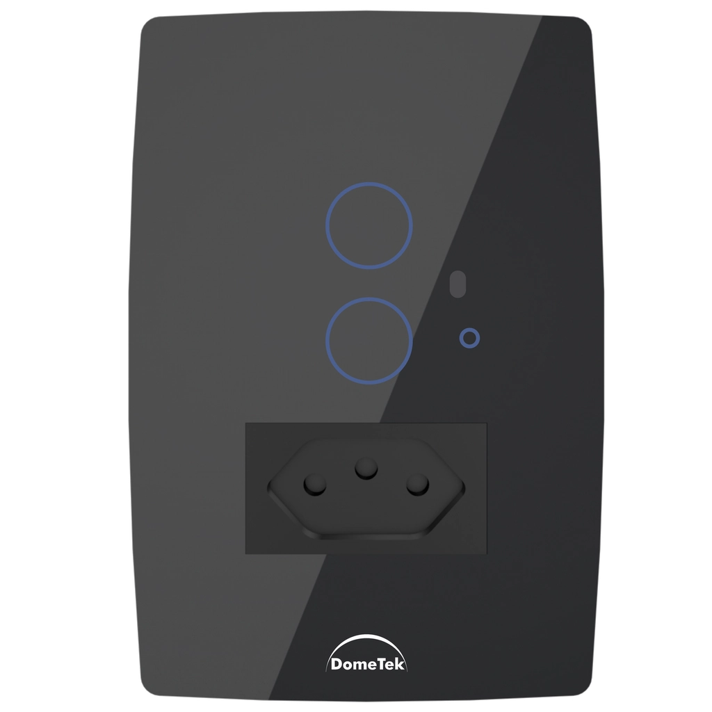 Conjunto 2 Interruptores Touch Wi-fi + 1 Tomada 20a - Diamond 4x2 - Preto