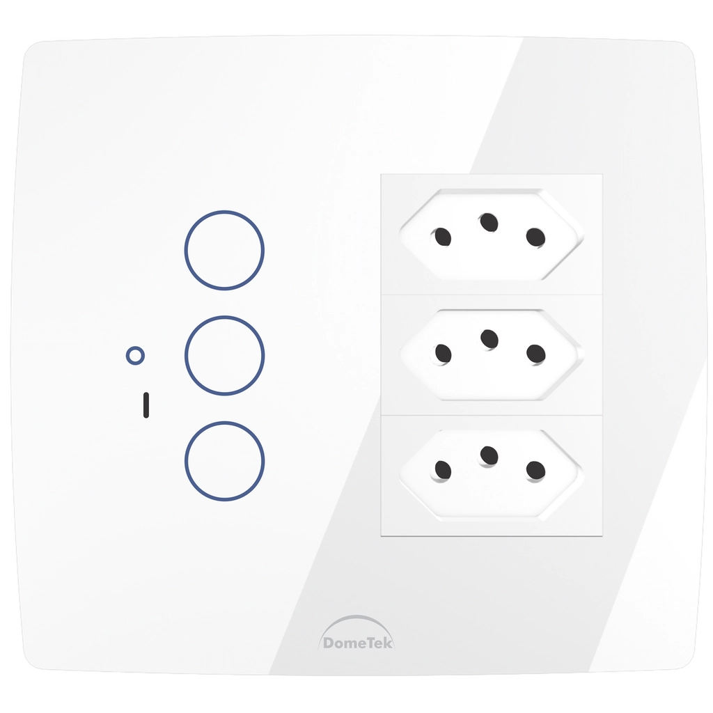 Conjunto 3 Interruptores Touch Wi-fi + 3 Tomadas 20a - Diamond 4x4 - Branco