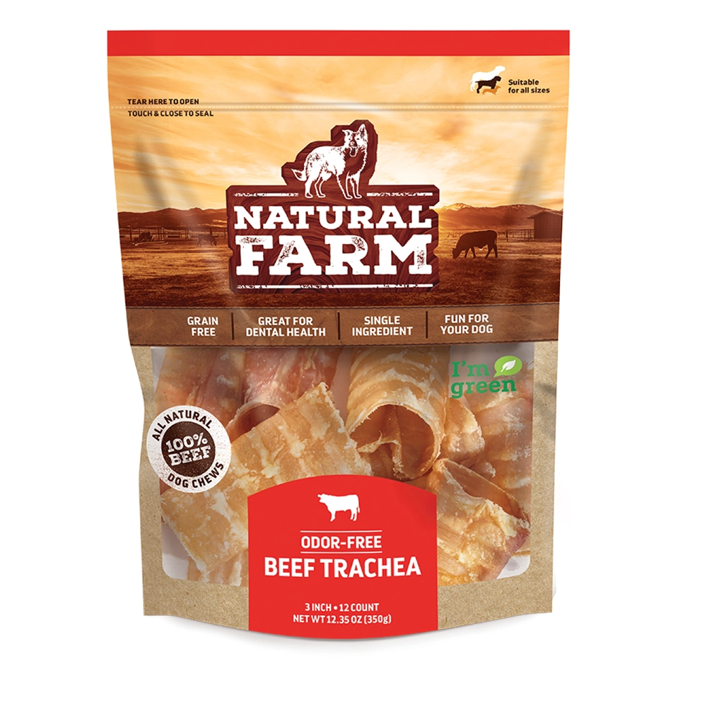 Traqueia Bovina Mastigável Para Cães Natural Farm 3 12 Unidades
