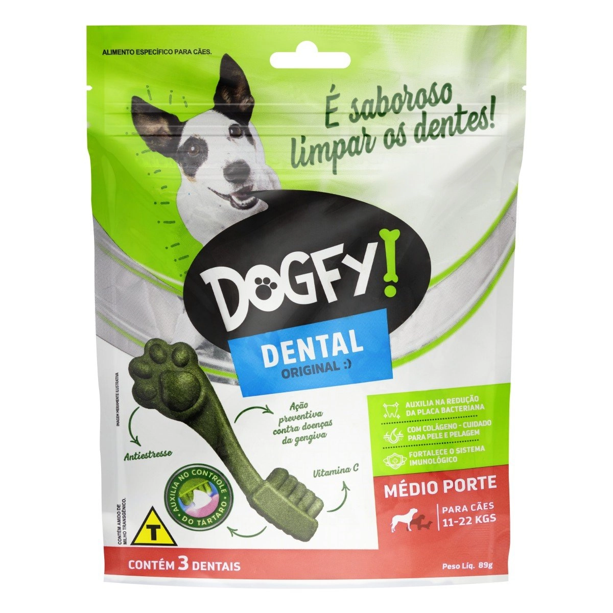 Petisco Dental Para Cães Original Dogfy Pouch 89g 3 Unidades
