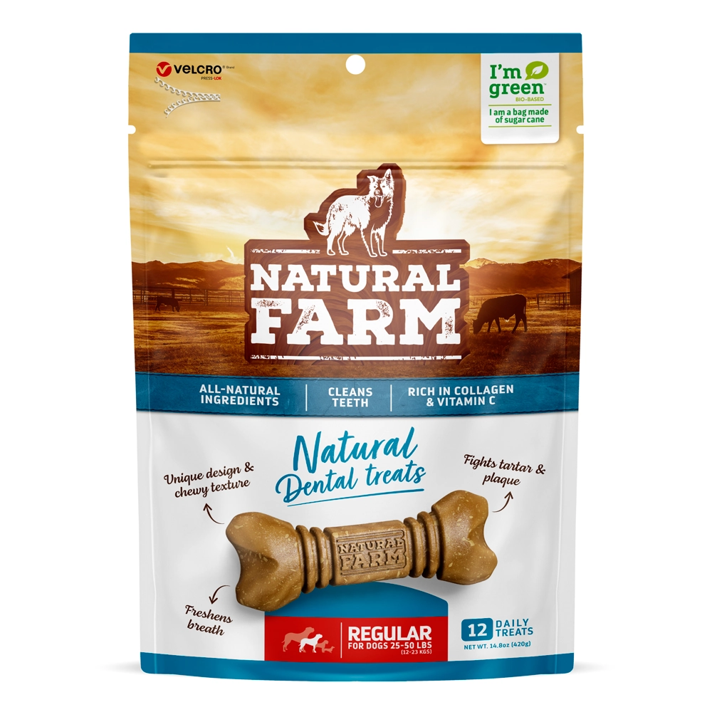 Petisco Dental Para Cães Natural Farm Pouch 420g 12 Unidades