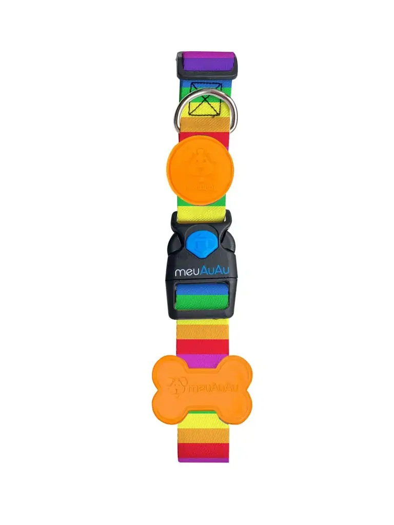Coleira Rainbow Tamanho M Multicolorido Meuauau