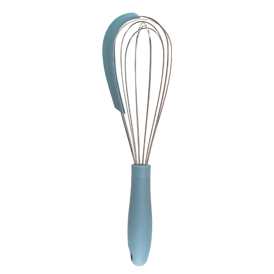 Batedor de Ovos com Raspador de Silicone e Metal Azul OIKOS COZ00682AZL