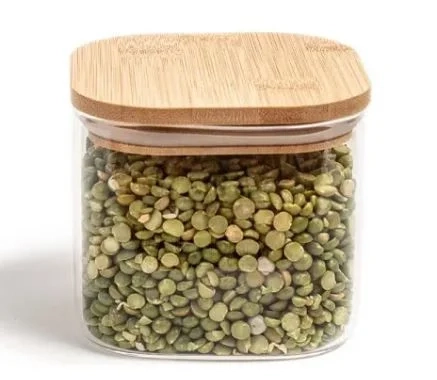 Pote de Mantimentos Quadrado Flat 600ml Tampa Bambu OIKOS COZ01783NAT