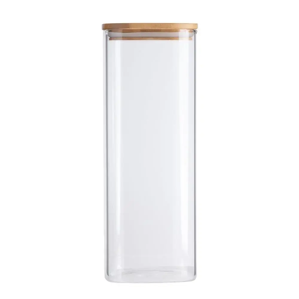 Pote de Mantimentos Quadrado Flat 1900ml Tampa Bambu OIKOS COZ01787NAT