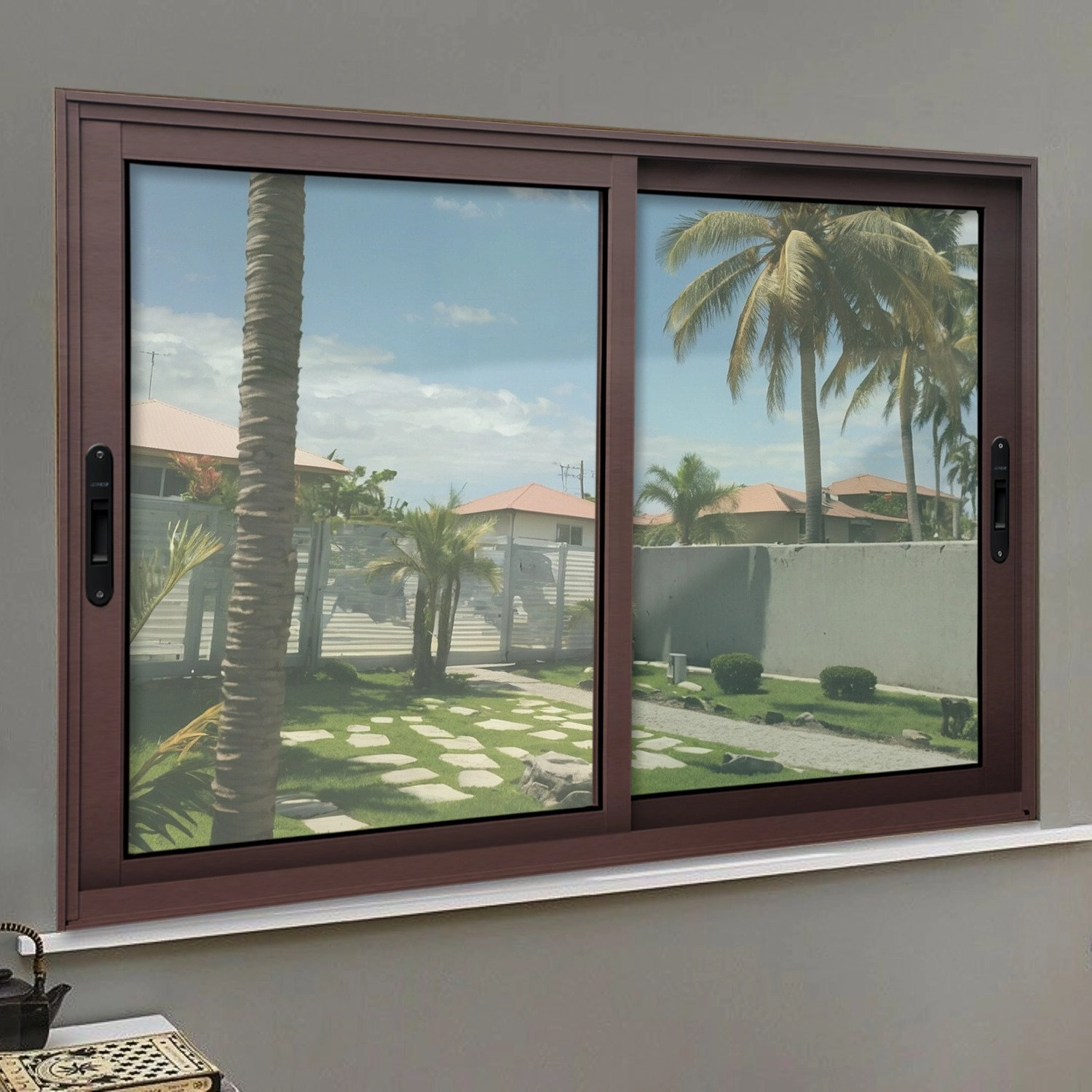 Janela Elite 2 Folhas Moveis 100 X 150 Vidro Liso Corten