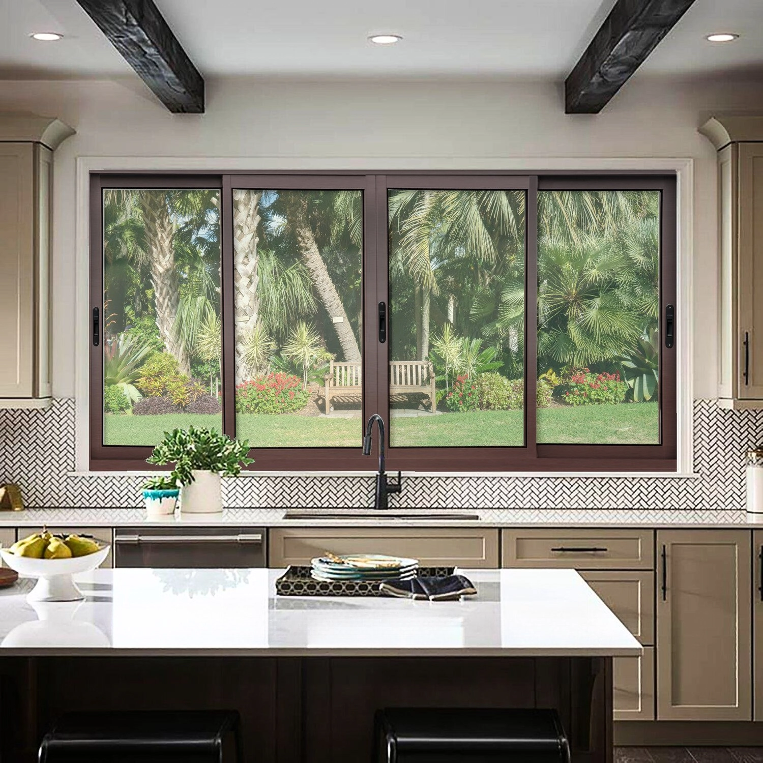 Janela Elite 4 Folhas Moveis 120 X 240 Vidro Liso Preto