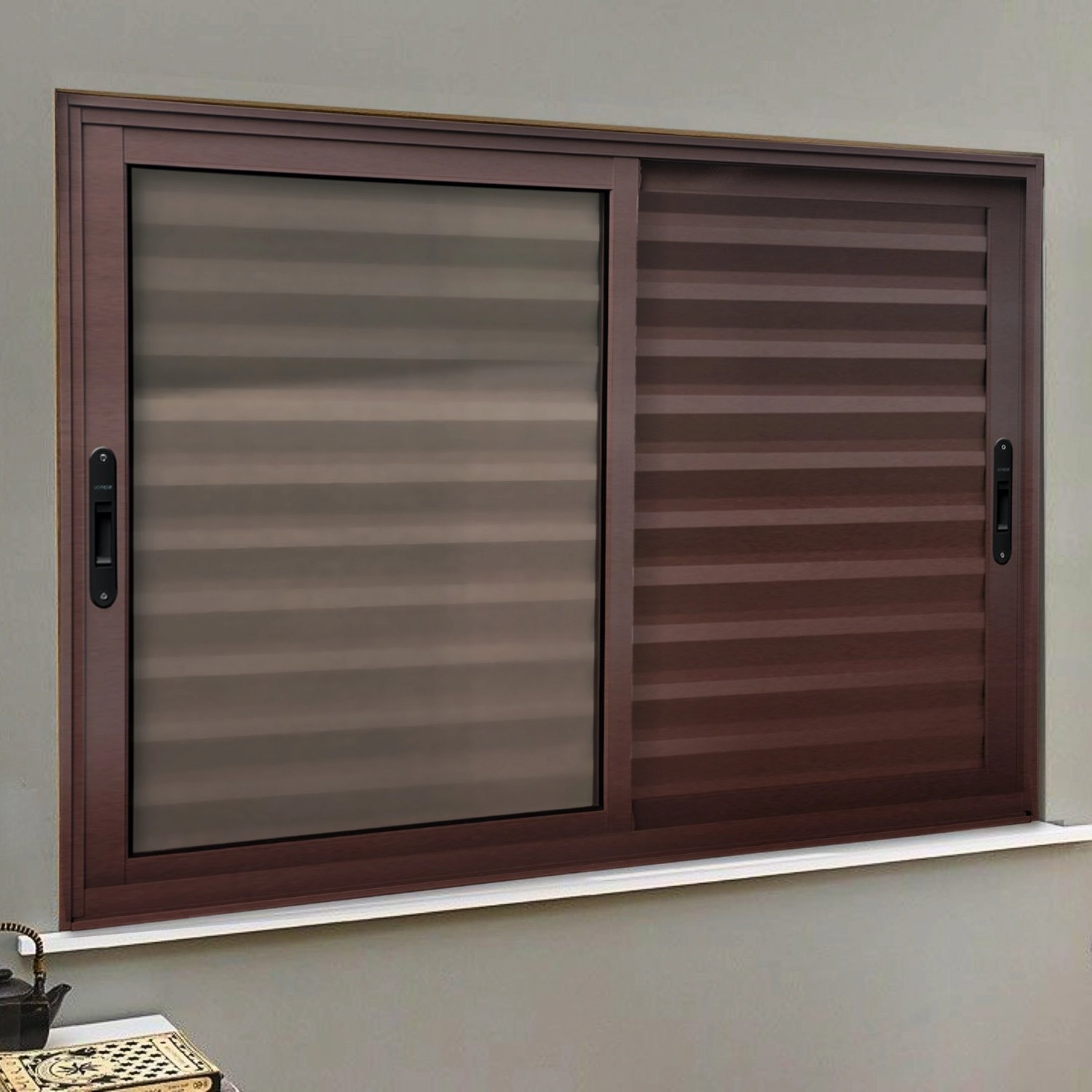 Veneziana Elite 3 Folhas Moveis 120 X 120 Vidro Liso Corten